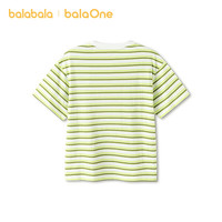 巴拉巴拉【balaOne】童装短袖t恤男女童2026夏装条纹休闲上衣 白绿色调00414 110