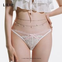 LILIU暗夜缪斯·高开叉性感内裤女纯欲镂空网纱蕾丝纯棉裆三角裤【5天内】