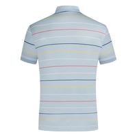 七匹狼短袖T恤男士商务休闲条纹POLO打底衫含桑蚕丝男装A 浅蓝 180/XXL