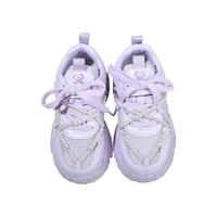 思加图童鞋女童运动鞋春秋季户外软底跑步鞋儿童宝宝青少年系带休闲鞋子 O97473紫色 34