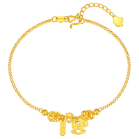 潮宏基 好事发生马上有钱足金5G黄金手链蹦迪珠盘缠金计价 约4.45g