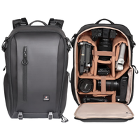普乐威相机包摄影双肩包微单双肩相机包佳能索尼大容量双肩包户外摄影相机背包多功能镜头数码收纳包 DC23398哑光黑27L