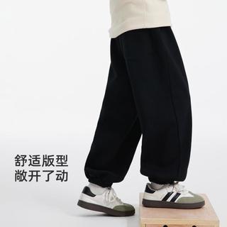 雪中飞 【男童加绒长裤】冬宽松束脚裤中大童裤子舒适男童休闲卫裤