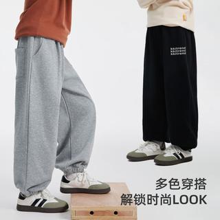雪中飞 【男童加绒长裤】冬宽松束脚裤中大童裤子舒适男童休闲卫裤