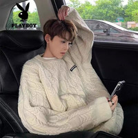 花花公子（PLAYBOY）毛衣男费尔岛圣诞男日系复古慵懒感加厚古着潮牌内搭冬季针织衫 843毛衣 杏色 S