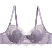 爱慕【小高光】内衣女文胸性感蕾丝轻薄杯优雅大罩杯大码花瓣文胸罩 鱼尾灰5FA 80D 36/80D