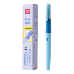 得力 矫姿EF暗尖钢笔学生文具 速干正姿练字(1笔2晶蓝墨囊) 蓝色 SF560 EF尖(约0.38mm)