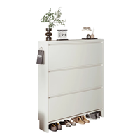 锦需超薄鞋柜家用门口入户柜靠墙一体极薄2025玄关翻斗楼道鞋架 四翻 单层款103x17x157.5cm白色