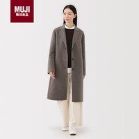 無印良品 MUJI女式 羊毛混 切斯特大衣毛呢外套女款25年秋冬新品 深咖啡棕色