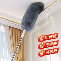 溥畔鸡毛掸子除尘扫灰家用可伸缩打扫天花板缝隙灰尘扫蜘蛛网清洁神器 长款1个1 单独掸子头2个