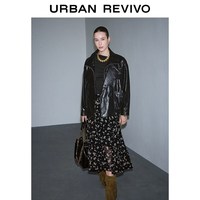 UR2026春季女装休闲小雏菊碎花腰带花边半裙UWH560004+ 黑色印花 XXS