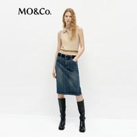 MO&Co.【C+系列】针织衫春绵羊毛POLO领无袖短款MBE1SWTK01 驼杏色 M /165