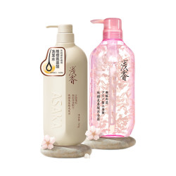 浅香 丰盈蓬松洗护套装  深层清洁 晚樱洗发水500g+晚樱沐浴露520g