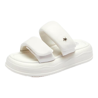 骆驼(CAMEL)年休闲一字拖时尚休闲凉拖鞋厚底增高外穿拖鞋 L24M051634米白 39