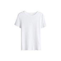 H&M 女装T恤2025年春季宽松简约舒适休闲棉质汗布罗纹T恤1260556 白色 L 170/104