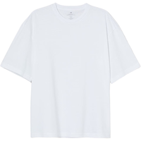 H&M 男装女装T恤夏季休闲宽松落肩短袖纯棉罗纹圆领上衣1003662 白色 165/84A