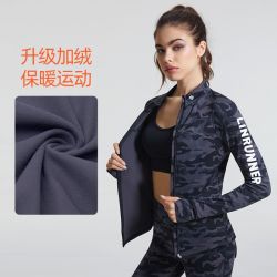 范斯蒂克 运动外套跑步普拉提训练拉链衫风衣加绒立领瑜伽夹克