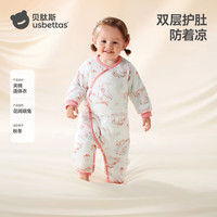 贝肽斯婴儿衣服秋冬季衣服新生儿童连体衣宝宝连体衣保暖纯棉爬服 花间萌兔 59cm
