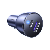 绿联车载充电器套装 汽车点烟器转换器一拖二超级快充 内含60W车充+PD60W双C数据线1米适用苹果17华为