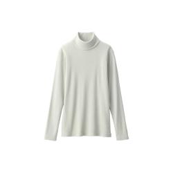 無印良品 MUJI 女式 使用大豆纤维罗纹织高领长袖T恤打底衫女款上衣BB2Q5A4A 浅绿色