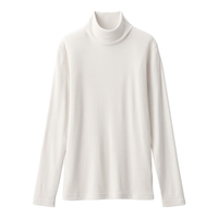 無印良品 MUJI(無印良品 )女式 使用大豆纤维罗纹织高领长袖T恤打底衫女款上衣BB2Q5A4A 象牙色 M (160/84A)