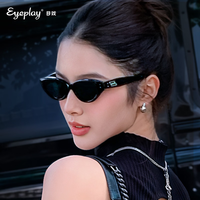 目戲 窄框太阳镜女士防紫外线猫眼墨镜女