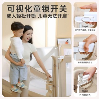 利伯顿单面床围栏儿童床边护栏升降防摔防掉床挡板床栏婴档板一面 Pro熊猫下拉链护栏 【3面组合装】-1.5米床型-(1.5米一面+1.9米两面+连接带4根）