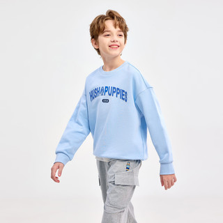 暇步士（Hush Puppies）童装儿童男女童2026年春季色彩纷呈自在随心休闲萌趣卫衣 雨釉蓝 130 cm