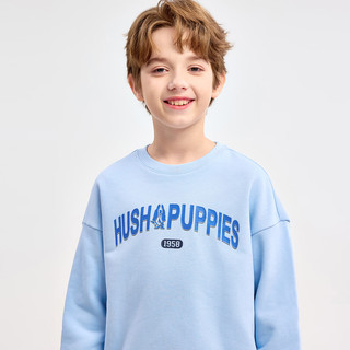暇步士（Hush Puppies）童装儿童男女童2026年春季色彩纷呈自在随心休闲萌趣卫衣 雨釉蓝 130 cm