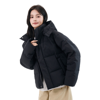 雪中飞女士百搭鸭绒可脱卸帽时尚简约短款羽绒服保暖防寒 黑色|8056 S 160