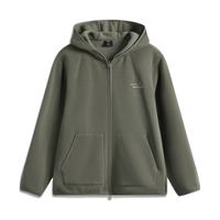 李宁 LI-NINGCF溯丨加绒保暖拉链卫衣春季户外简约宽松连帽运动外套 螺烟绿-4 3XL