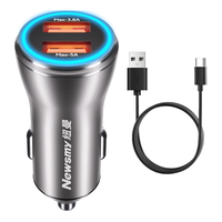 纽曼车载充电器Max120W适用VIVO/OPPO超级快充闪充汽车转换器铝合金双usbA快充头一拖二点烟器 配A-C线