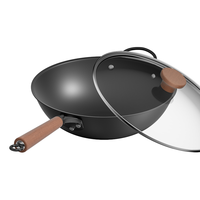 传世家徽铁锅炒锅凹面电磁炉圆底锅爆炒无涂层铁锅尖底炒勺燃气炒菜锅 32cm 圆底/无侧耳