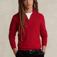 Mesh Knit Cotton Quarter Zip Sweater