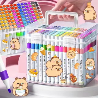 京喜 丙烯马克笔卡皮巴拉贴纸 画笔 24色（送卡皮巴拉贴纸+升级收纳桶）