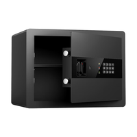 得力（deli）保险柜 办公家用电子密码保管箱小型入墙入柜私密箱隐藏保密柜 可固定安装 30cm黑 【电子密码】30cm高  双层 黑