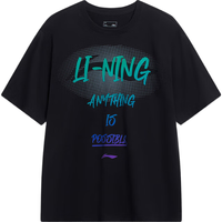 李宁 LI-NING短袖T恤男女款春夏字母印花圆领运动服AHSU741 黑色（2024款741）-2
