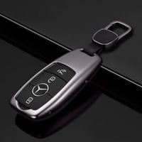 迪加伦 19款新奔驰C260L钥匙包 E级S级 E200L E300L S级 s320l S450 车用钥匙套保护壳 天空灰+真皮钥匙扣