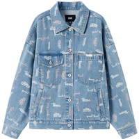 森马 Semir森柔牛仔森马 Semir牛仔外套女满印春秋宽松夹克潮流 牛仔浅蓝88101 165/88A/L