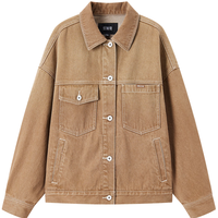 森马 Semir森柔牛仔森马 Semir牛仔外套女满印春秋宽松夹克潮流 浅驼50028 150/76A/XS