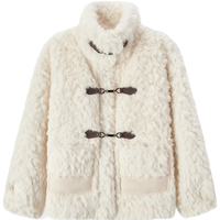 森马 Semir外套女仿兔毛仿麂皮拼接复古2024冬季宽松立领夹克温柔系 白色调00311 170/92A/XL