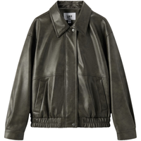 森马 Semir外套女翻领宽松酷飒风高街2024秋复古质感PU仿皮夹克潮酷 黑色调00399 170/92A/XL