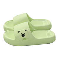 惠夫人拖鞋女士踩屎感夏季卡通小熊EVA居家户外耐磨防滑穿凉拖鞋男 绿色 44-45 【适合43-44码】