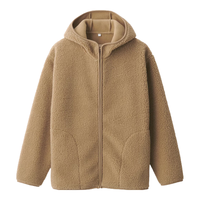 無印良品 MUJI(無印良品 ) 女式 长毛抓绒 连帽衫 女外套秋冬款长袖女装 BB2QOA4A 米色 L(165/88A)