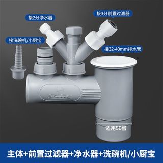 厨房下水管三通洗碗机净水器水槽分水排水管前置过滤器多功能接头