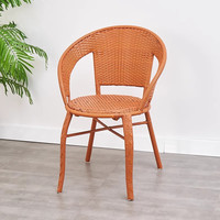 怃苇熋藤椅靠背椅单人家用藤条椅子户外咖啡厅扶手餐椅现代简约织腾椅 2号椅古黄色 2把