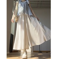 白色裙裤女2025新款夏季高腰a字休闲直筒阔腿裤小个子百褶半身裙