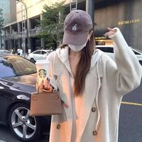高级感燕麦色双面呢大衣女2025秋冬韩系宽松毛呢外套