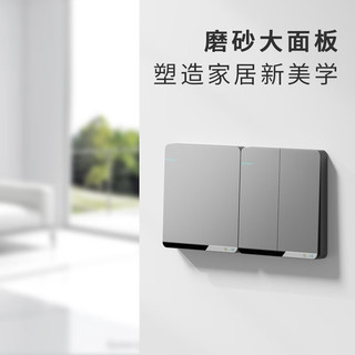 USP国际电工86型开关插座灰色家用开关墙壁电源开关暗装开关面板开关插座面板 二开多控