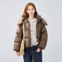 秋水伊人休闲连帽短款羽绒服2026春季女装小个子90白鸭绒外套 S